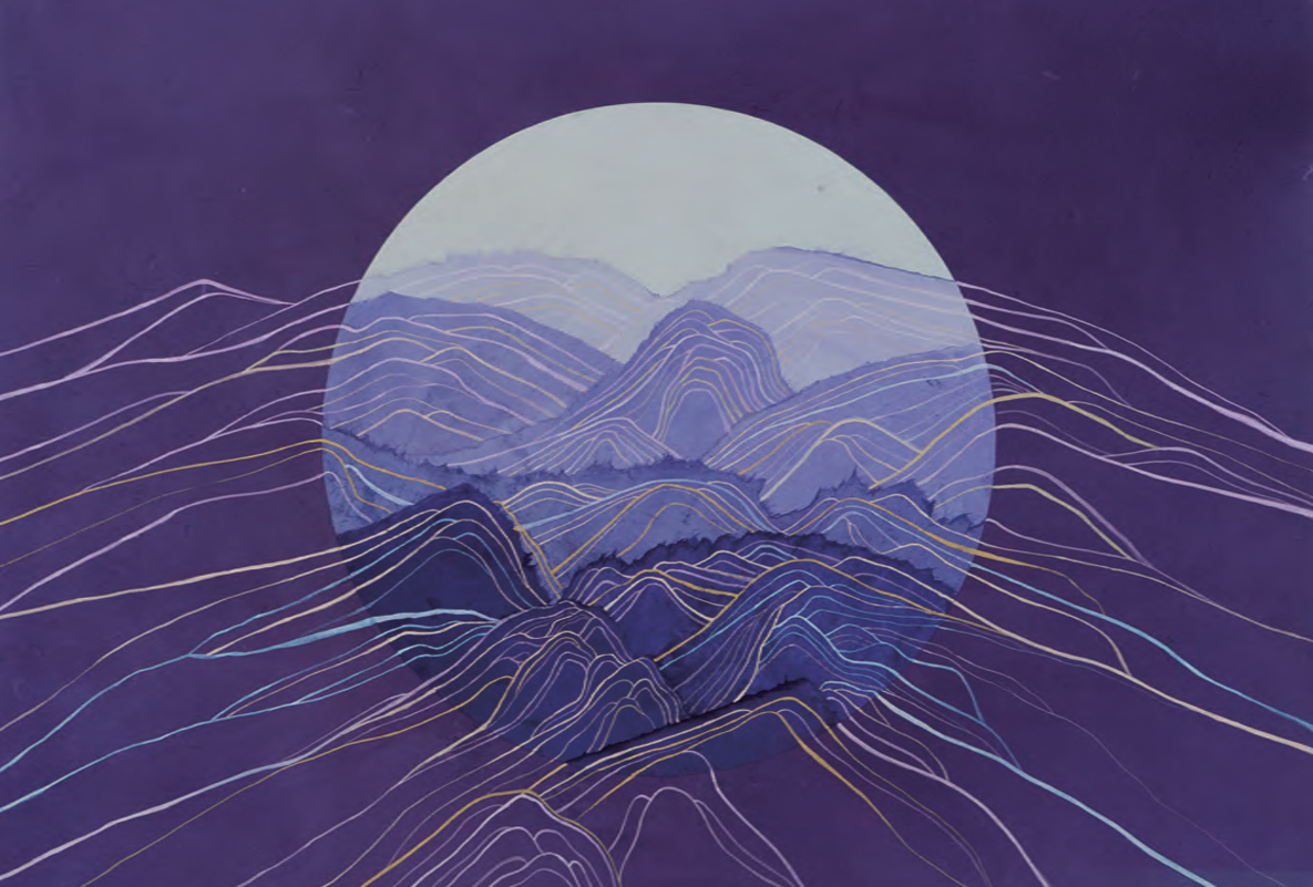 김지우, 무의식의 흐름, 90.0X72.7cm, 장지에 혼합재료, 2024