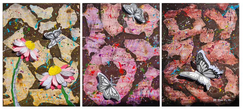 엄진아, ..겹겹의 시간, 다시피다.., 혼합재료, 40×30cm(×3), 2025