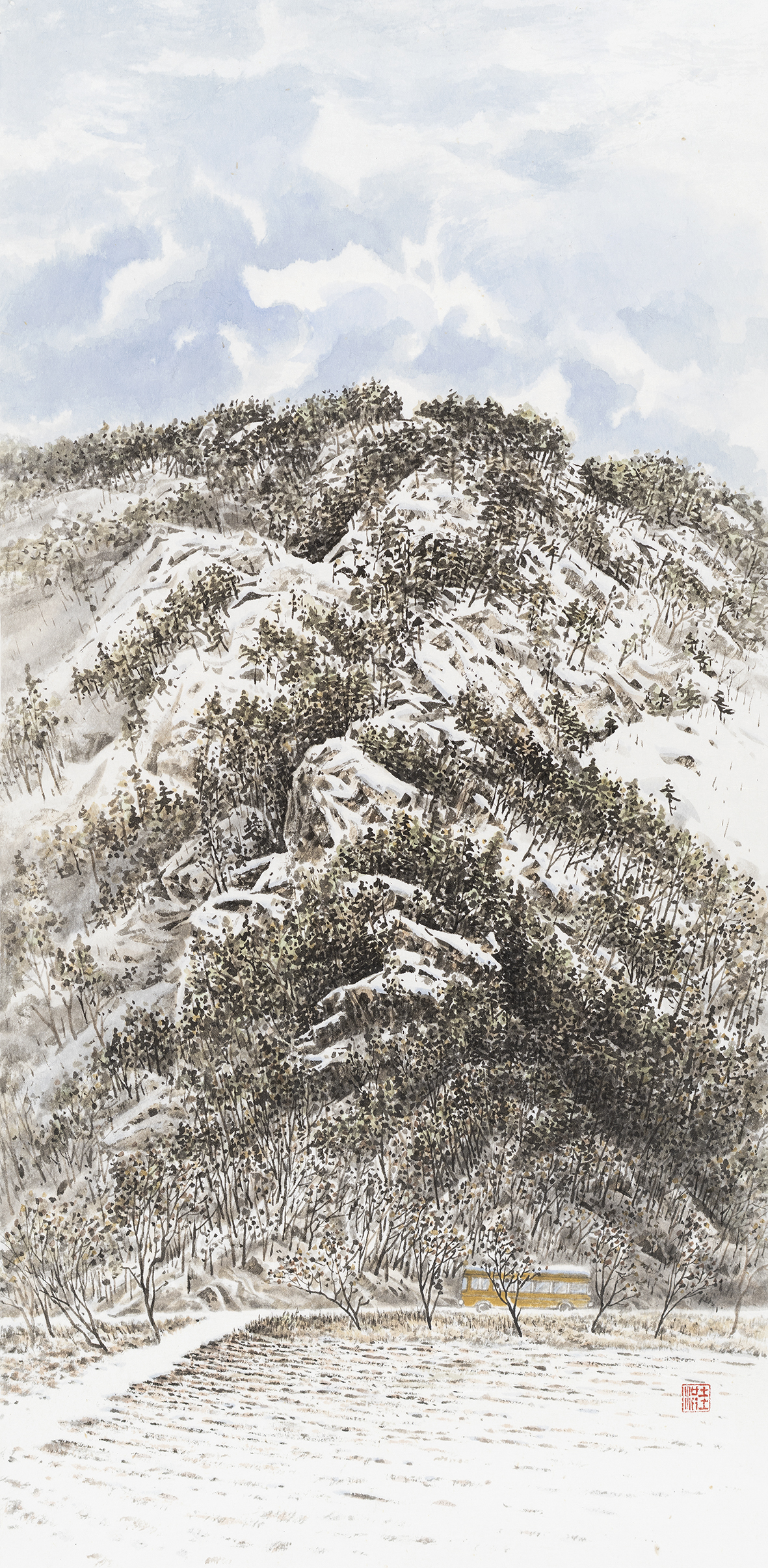 이홍규 여행, 72.4 x 35cm, 한지에 수묵담채, 2025