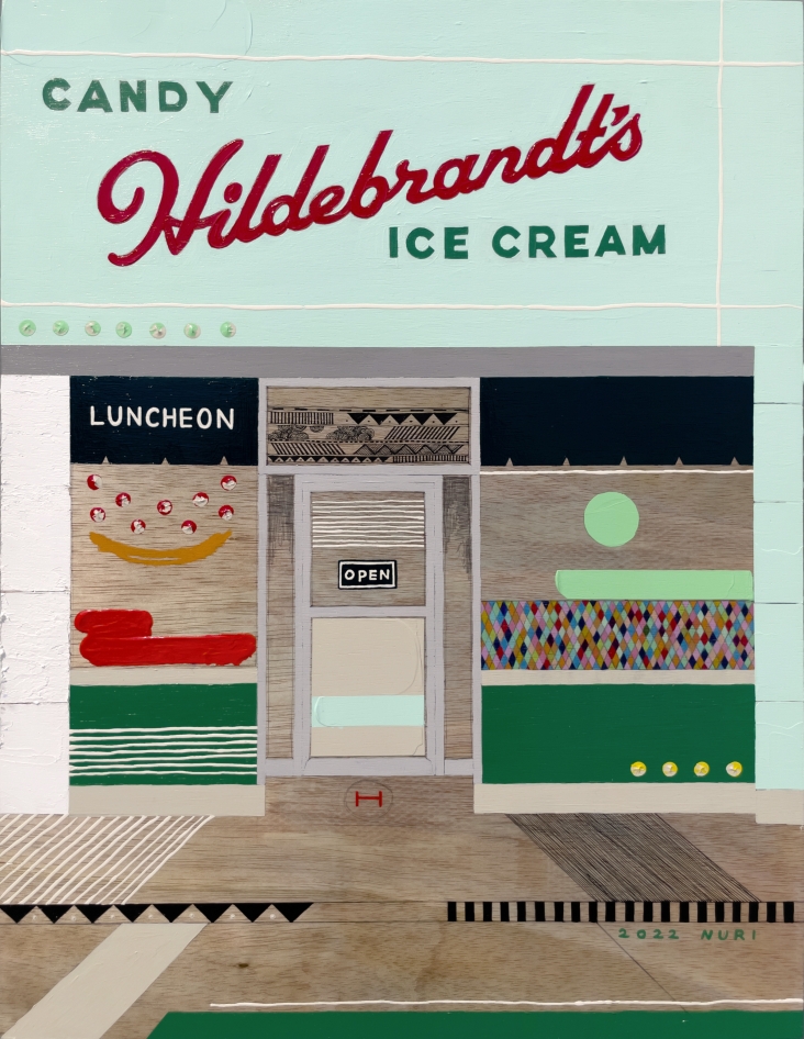 김누리 힐데브란트. Hildebrandts NY_ mixed media on woodboard 53x41cm 2022