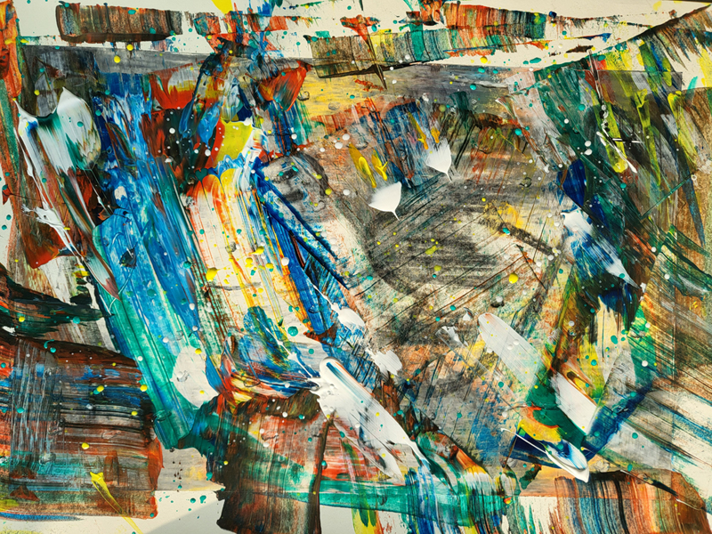 구르미, 오리가족, 종이에 아크릴릭, 31.8×46.8cm, 2025