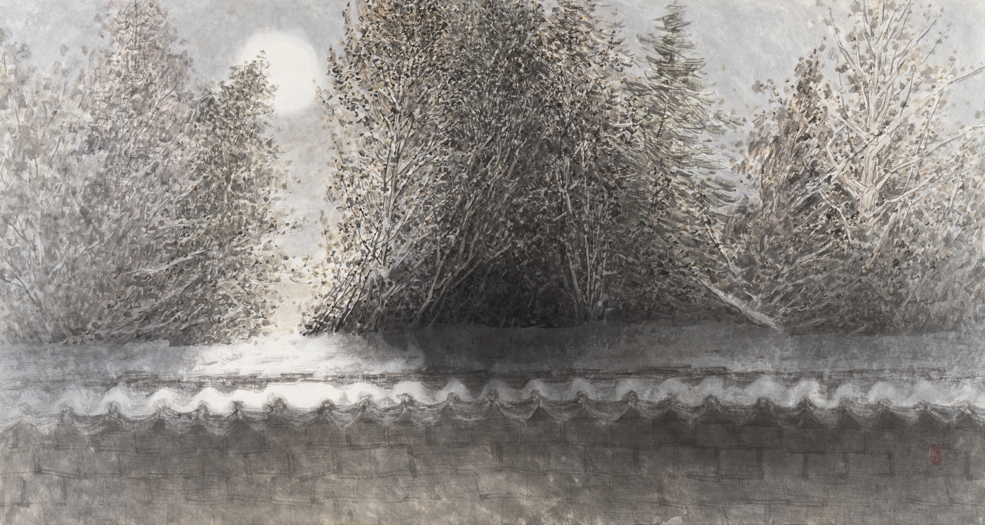 달빛  72cm × 135cm  한지에 수묵담채  2014