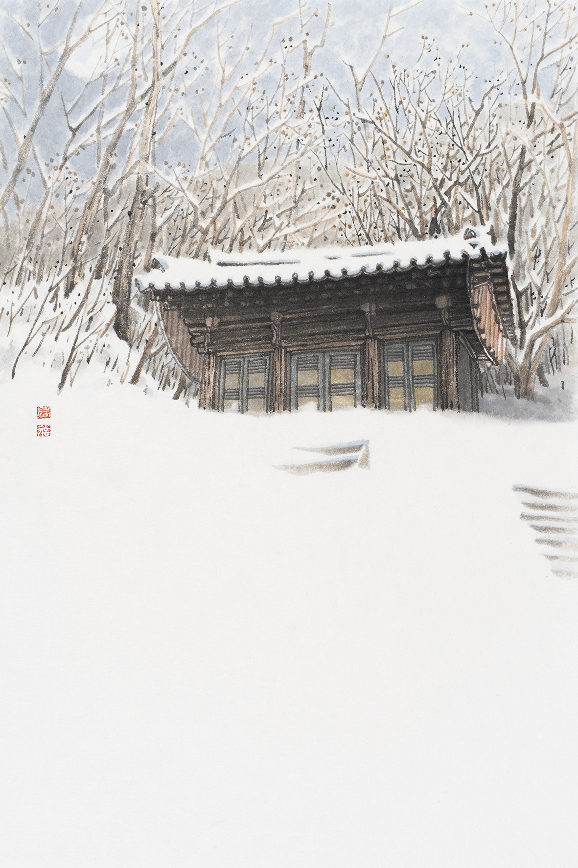 이홍규 달빛, 35.5 x 24cm, 한지에 수묵담채, 2025