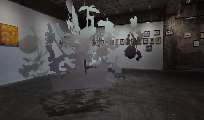 강현덕, Out of the drawing 시리즈, 가변설치, 레이저커팅 철판에 채색, 2024