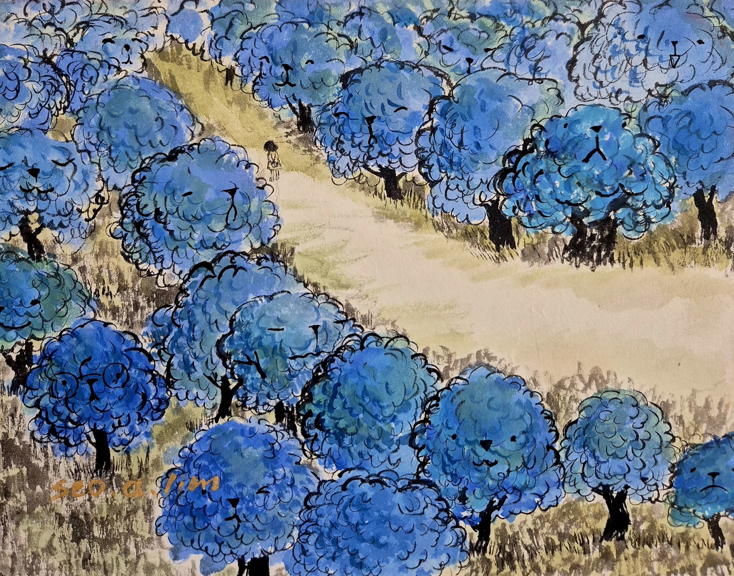 서아림  해달의 숲-겨울2, 31x41cm,  순지에 담채,  2026