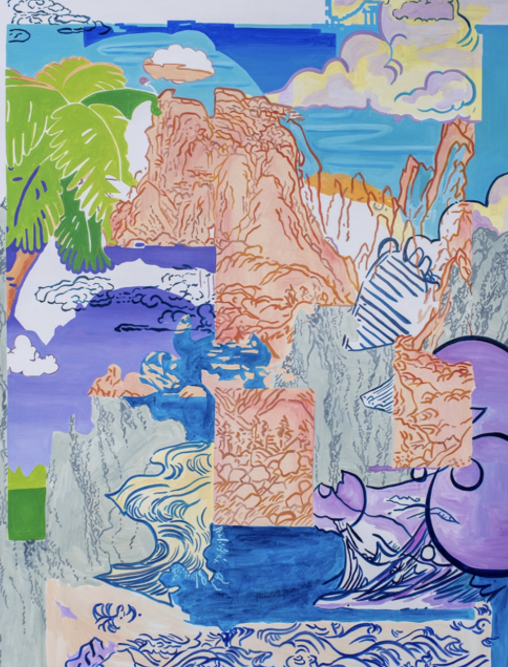 전혜림, 이어진산수L, 2020, 캔버스에유화, 145.7x112.3cm